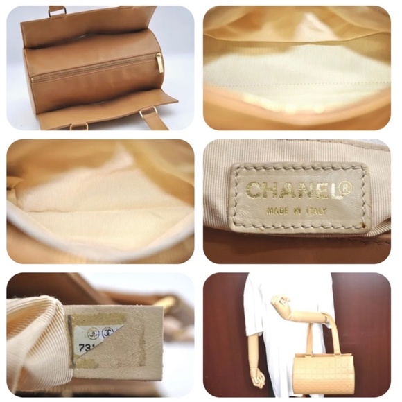 🔥🔥 $2000 CHANEL Chocolate Bar CC Logo Shoulder Hand Bag Beige - Picture 10 of 12